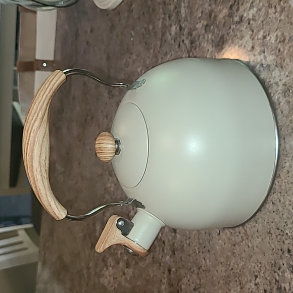 Elegant Cream Whistling Kettle with Wooden Handle - Picture 1 of 5